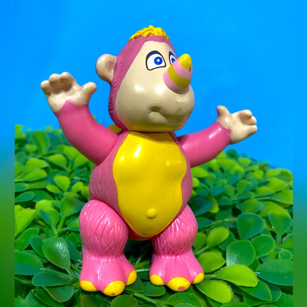WALT DISNEY VTG 1985 WUZZLES RHINOKEY PINK & YELLOW PVC FIGURE LIMBS & HEAD MOVE